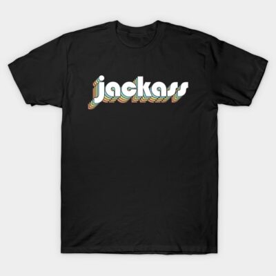Jackass Retro Rainbow Typography Faded Style T-Shirt Official Jackass Merch Store