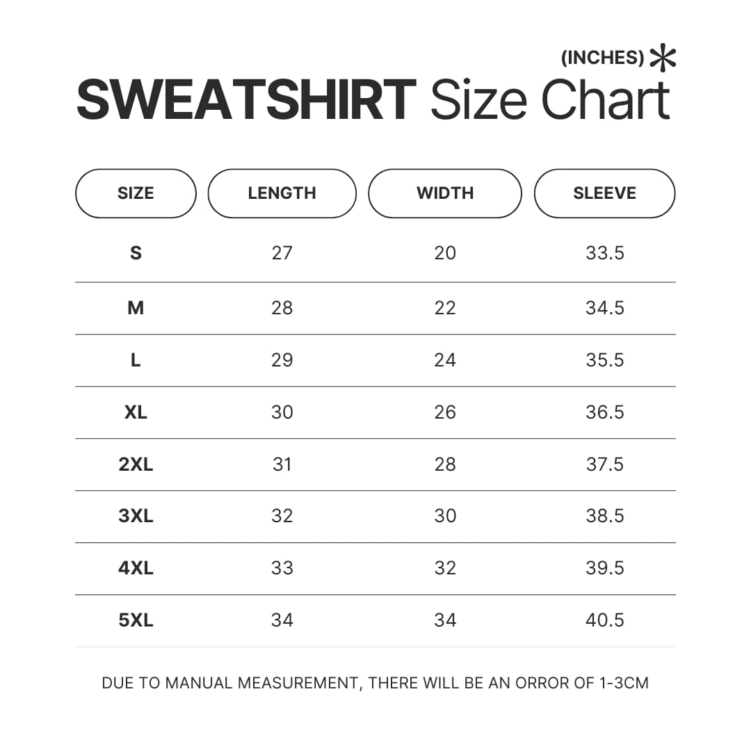 Sweatshirt Size Chart - Jackass Store