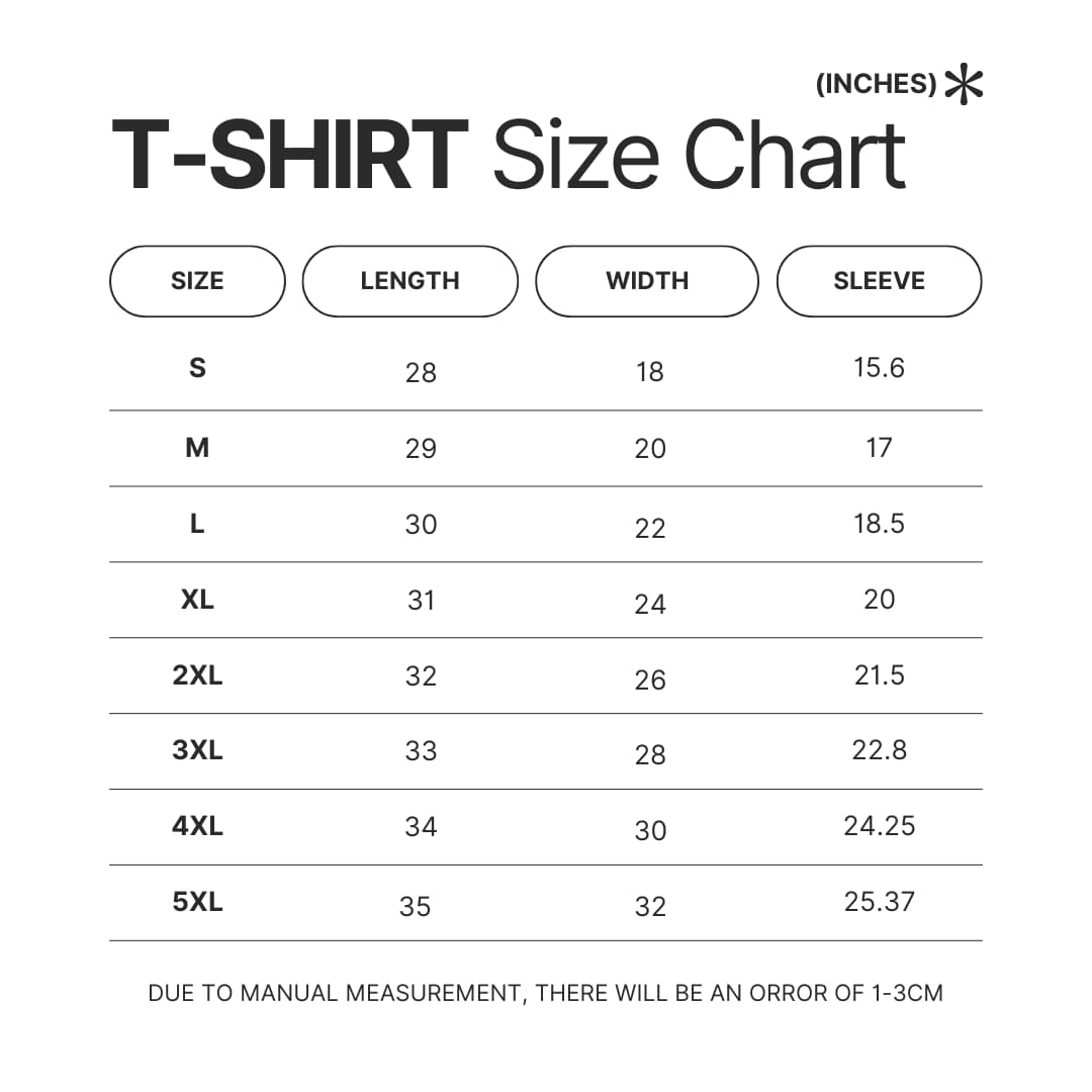 T shirt Size Chart - Jackass Store