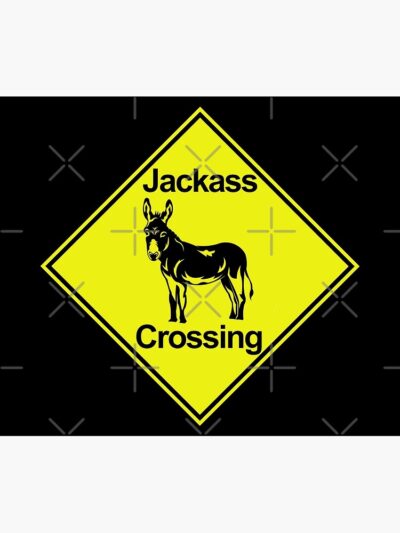Caution Sign Jackass Crossing Metal Sign Tapestry Official Jackass Merch