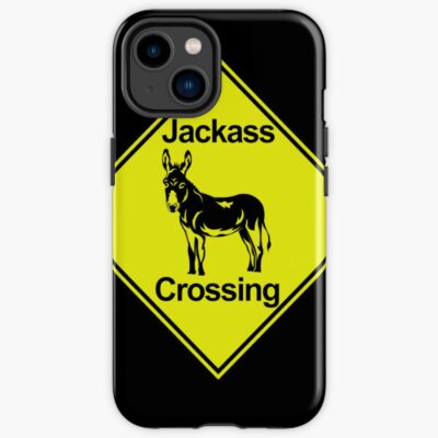 Caution Sign Jackass Crossing Metal Sign Iphone Case Official Jackass Merch