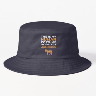 This Is My Human Costume Im Really A Jackass Funny Halloween Bucket Hat Official Jackass Merch