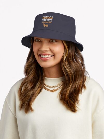 This Is My Human Costume Im Really A Jackass Funny Halloween Bucket Hat Official Jackass Merch