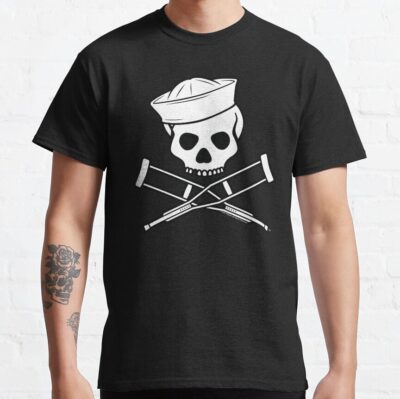 Jackass Sailor Skull And Crutches Logo T-Shirt Official Jackass Merch