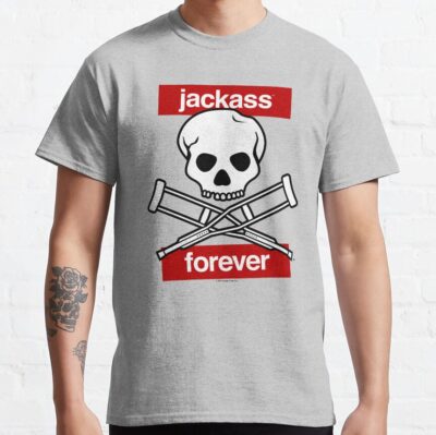 Jackass Forever Classic Skull And Crutches Logo T-Shirt Official Jackass Merch