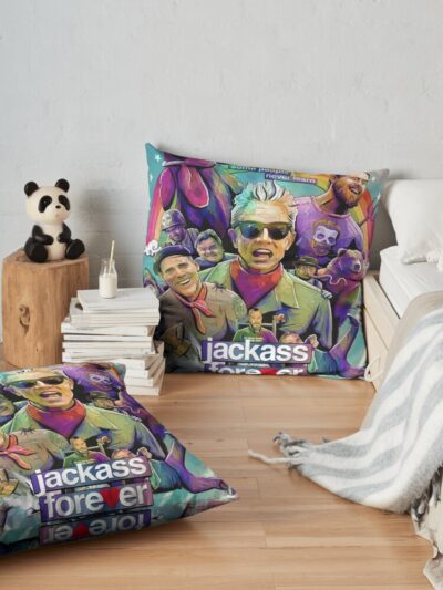 Jackass Forever Johny Knoxville Premiere Movie Throw Pillow Official Jackass Merch