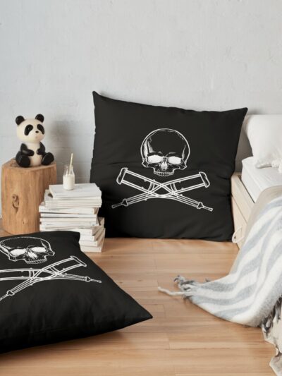 Mtv Jackass Skull And Crutches, Jackass Logo, Mtv Jackass Forever Throw Pillow Official Jackass Merch