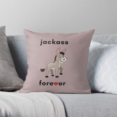 Jackass Forever Funny Donkey Throw Pillow Official Jackass Merch