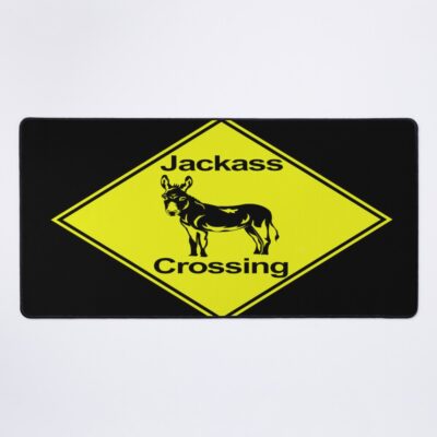 Caution Sign Jackass Crossing Metal Sign Mouse Pad Official Jackass Merch