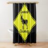 Caution Sign Jackass Crossing Metal Sign Shower Curtain Official Jackass Merch