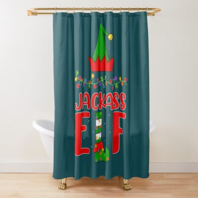 Jackass Elf Matching Family Lighting Christmas Shower Curtain Official Jackass Merch